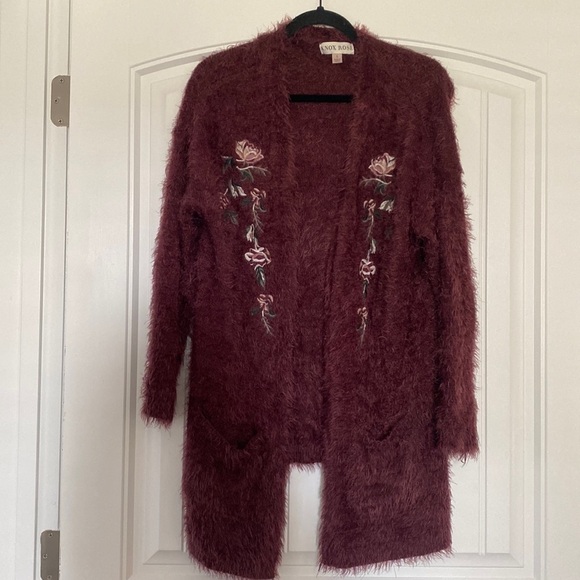 Knox Rose Embroidered Eyelash cardigan Sweater Small - Picture 2 of 8